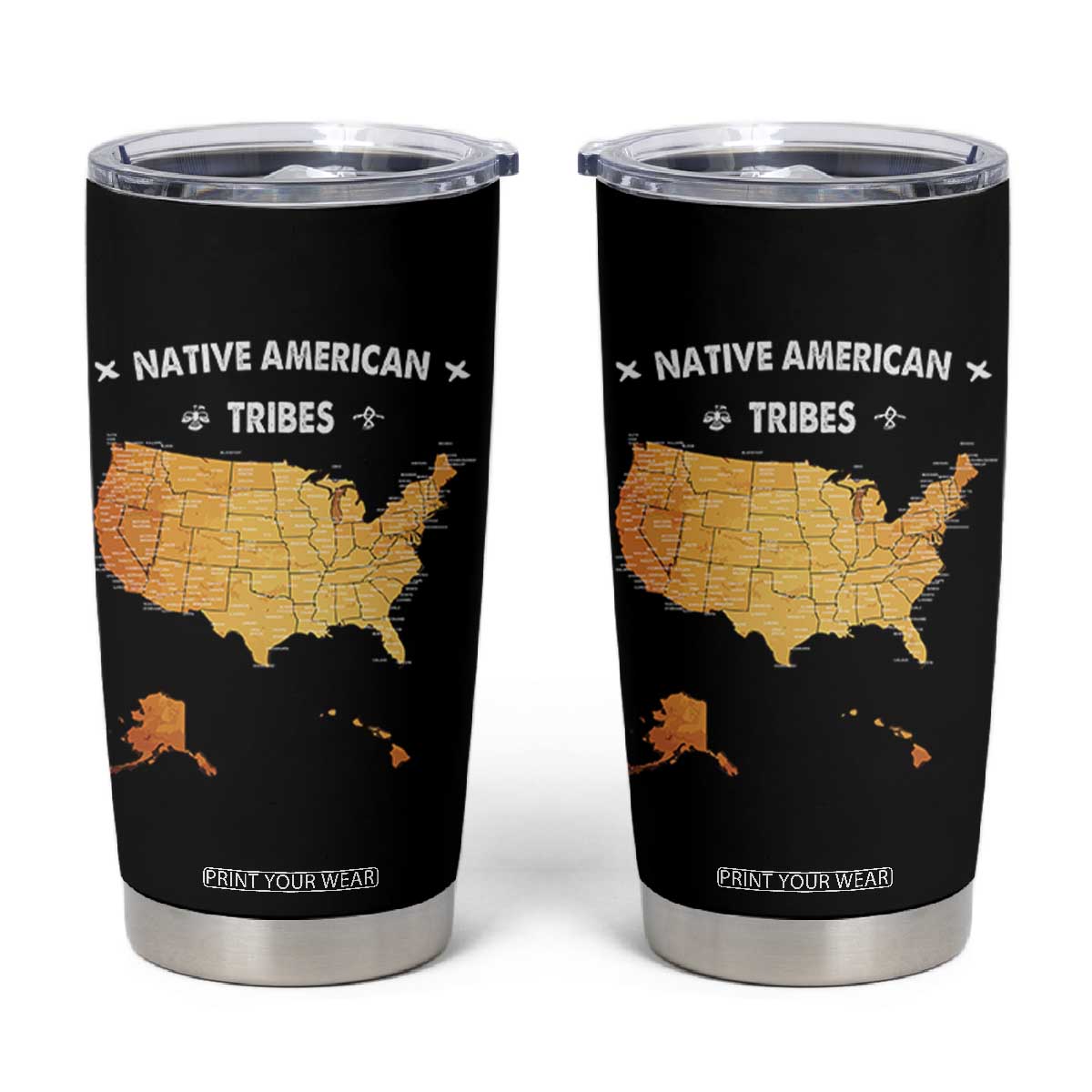 Native American Tribes Tumbler Cup Vintage Native American Map US History TS11 Black Print Your Wear
