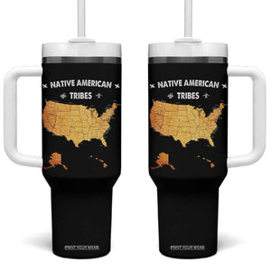 Native American Tribes Tumbler With Handle Vintage Native American Map US History TS11 One Size: 40 oz Black Print Your Wear
