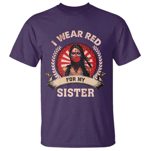 Native American Women T Shirt I Wear Red For My Sister Stop MMIW Hand TS11 Purple Print Your Wear