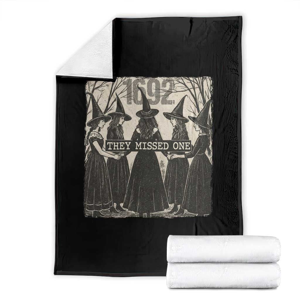 1692 They Missed One Throw Blanket Halloween Feminist Witch Trials TS11 Black Print Your Wear