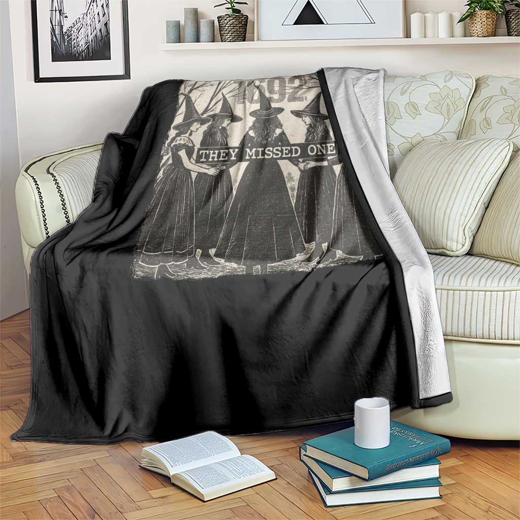 1692 They Missed One Throw Blanket Halloween Feminist Witch Trials TS11 Print Your Wear