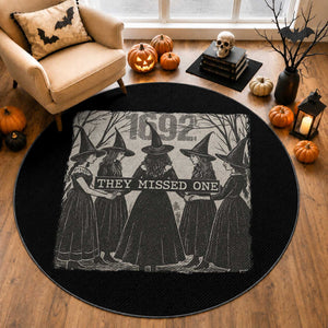 1692 They Missed One Round Rug Halloween Feminist Witch Trials