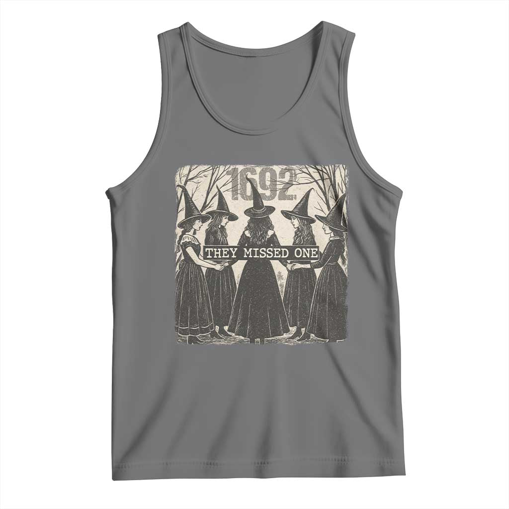 1692 They Missed One Tank Top Halloween Feminist Witch Trials TS11 Black Heather Print Your Wear