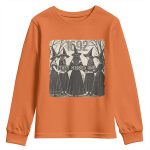 1692 They Missed One Youth Sweatshirt Halloween Feminist Witch Trials TS11 Orange Print Your Wear