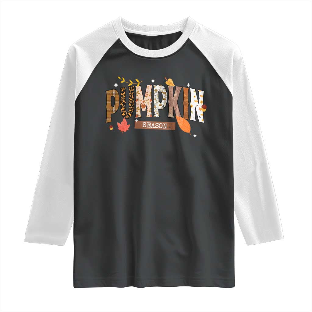 Pumpkin Season Raglan Shirt Fall Autumn Harvest Season Thanksgiving TS11 Black White Print Your Wear