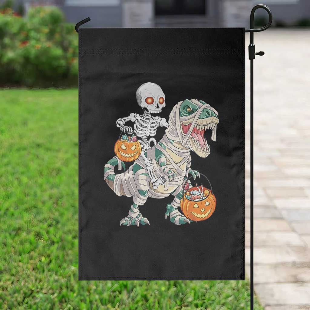 Funny Skeleton Riding Mummy Dinosaur Halloween Garden Flag TS11 Print Your Wear
