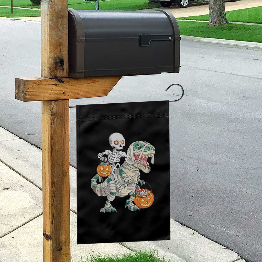 Funny Skeleton Riding Mummy Dinosaur Halloween Garden Flag TS11 Print Your Wear