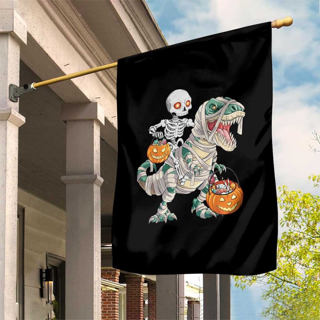 Funny Skeleton Riding Mummy Dinosaur Halloween Garden Flag TS11 Print Your Wear