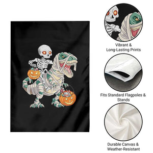 Funny Skeleton Riding Mummy Dinosaur Halloween Garden Flag TS11 Print Your Wear