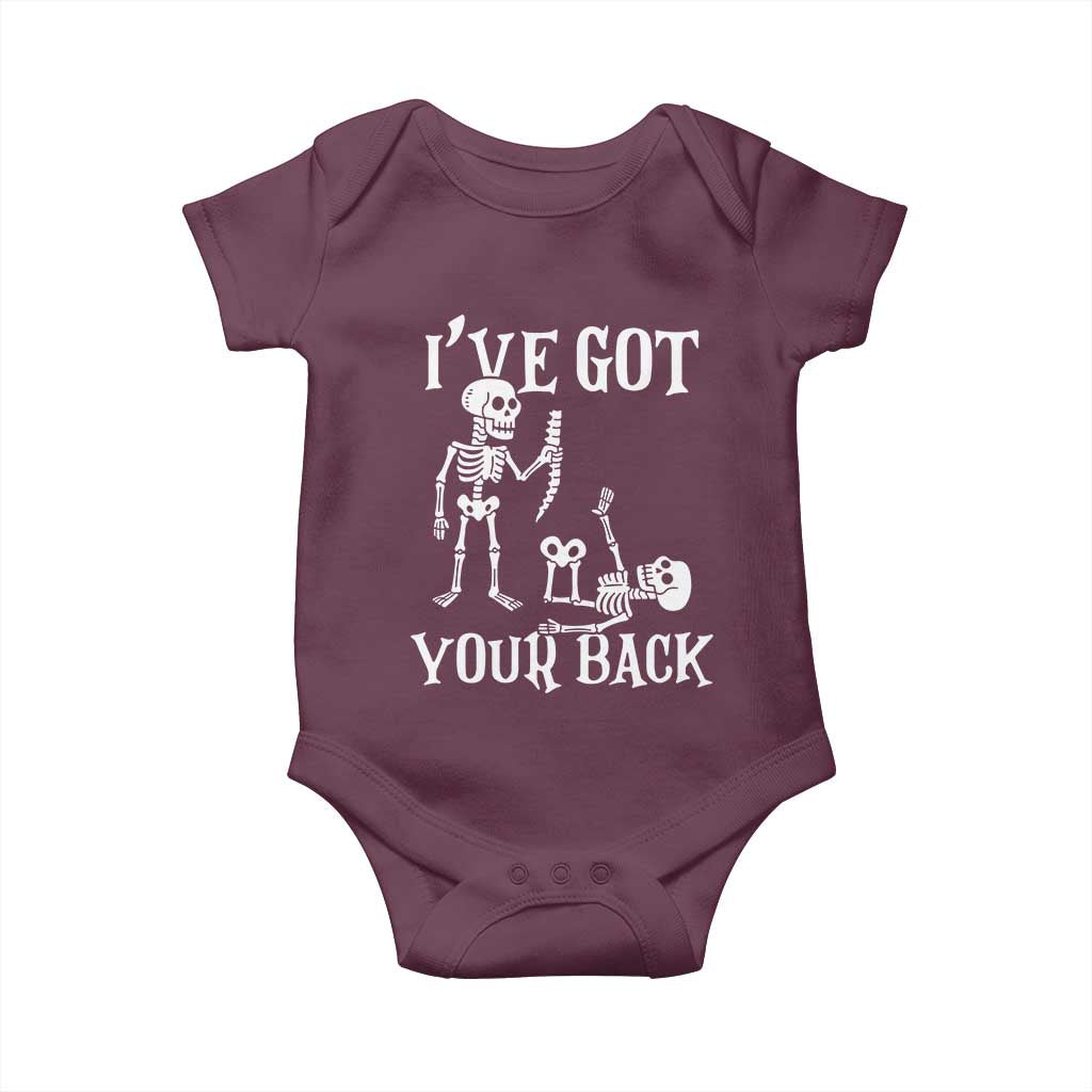 Funny I Got Your Back Baby Onesie Halloween Skeleton Skull TS11 Maroon Print Your Wear