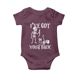 Funny I Got Your Back Baby Onesie Halloween Skeleton Skull TS11 Maroon Print Your Wear