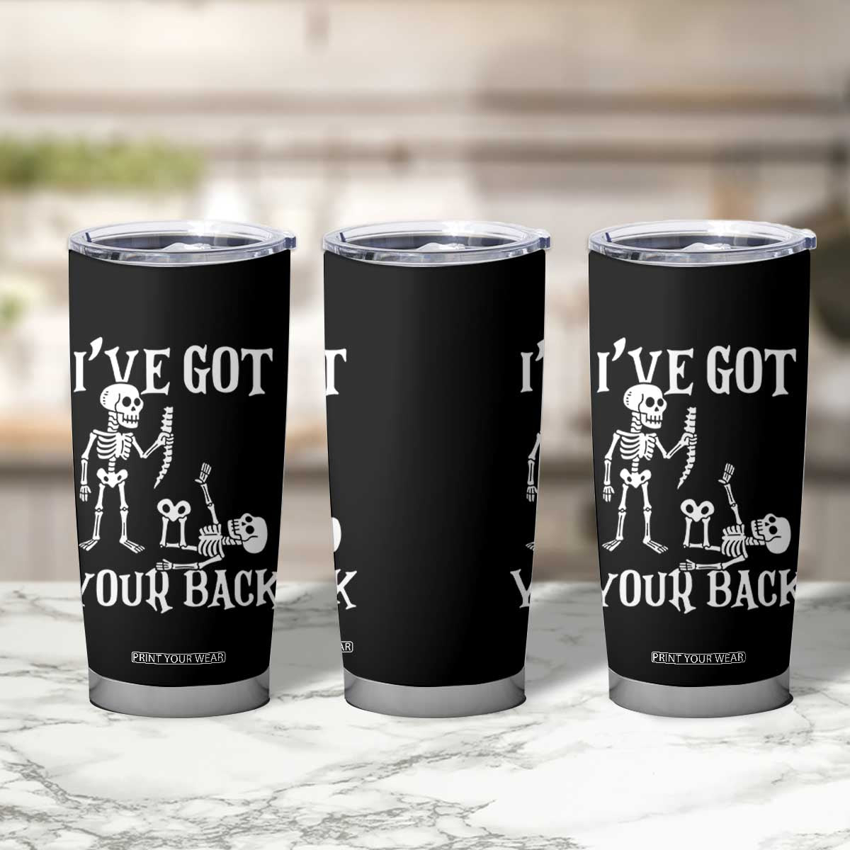 Funny I Got Your Back Tumbler Cup Halloween Skeleton Skull TS11 Print Your Wear