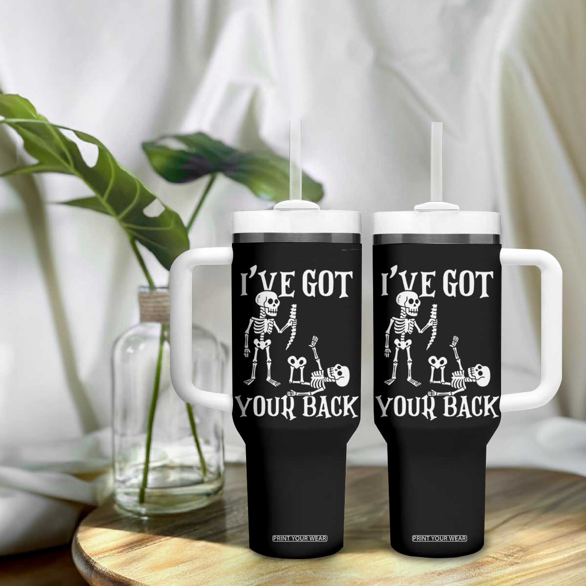 Funny I Got Your Back Tumbler With Handle Halloween Skeleton Skull TS11 Print Your Wear