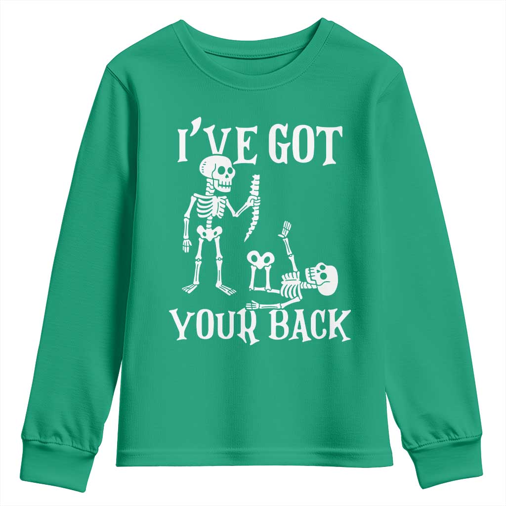 Funny I Got Your Back Youth Sweatshirt Halloween Skeleton Skull TS11 Irish Green Print Your Wear