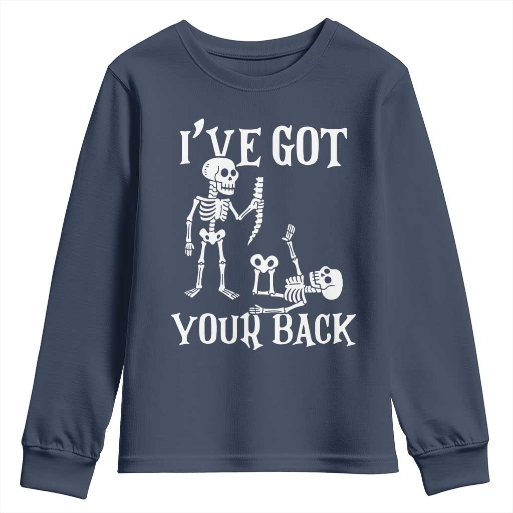 Funny I Got Your Back Youth Sweatshirt Halloween Skeleton Skull TS11 Navy Print Your Wear