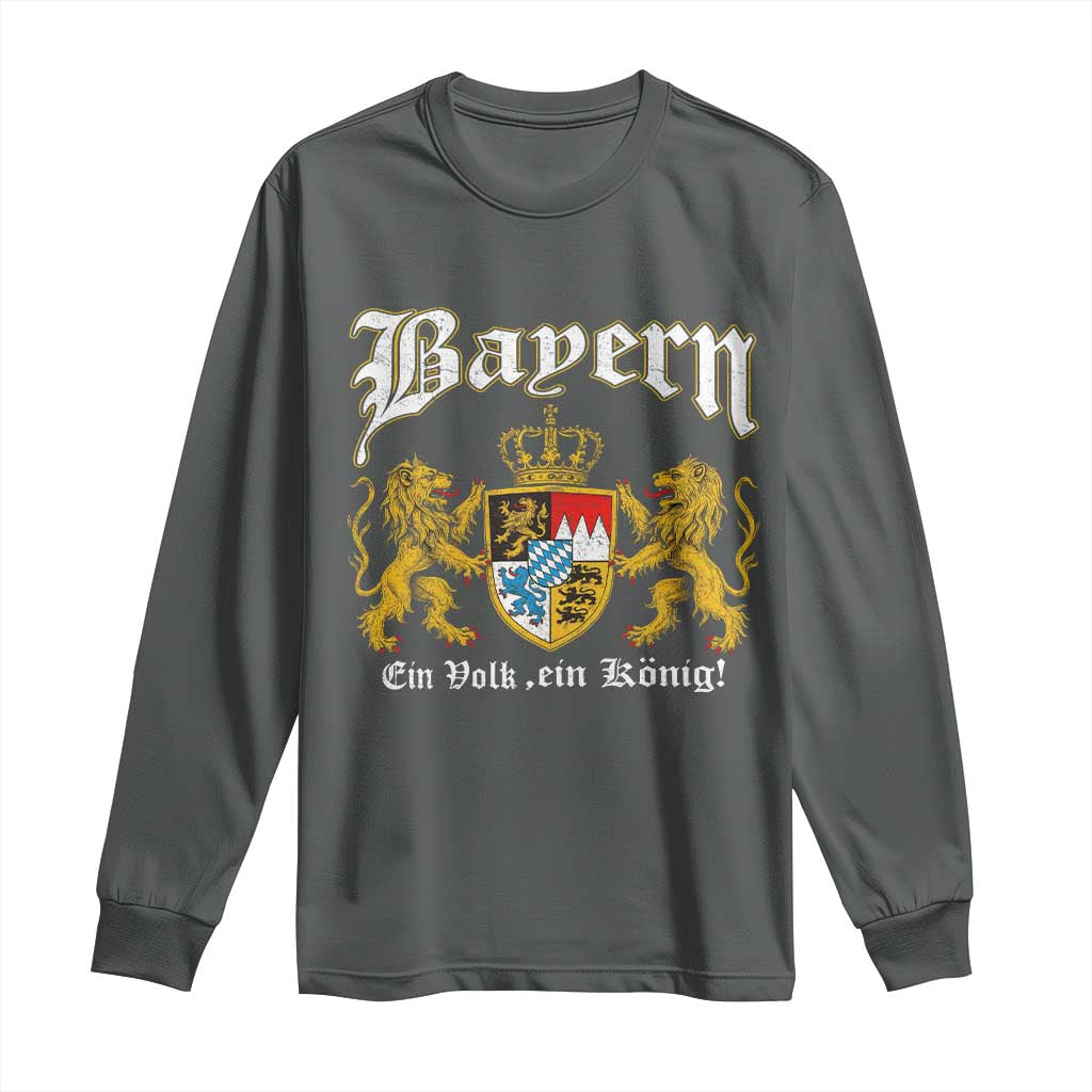 Bavarian German Pride Long Sleeve Shirt Bayern Ein Volk Ein Konig TS11 Dark Heather Print Your Wear