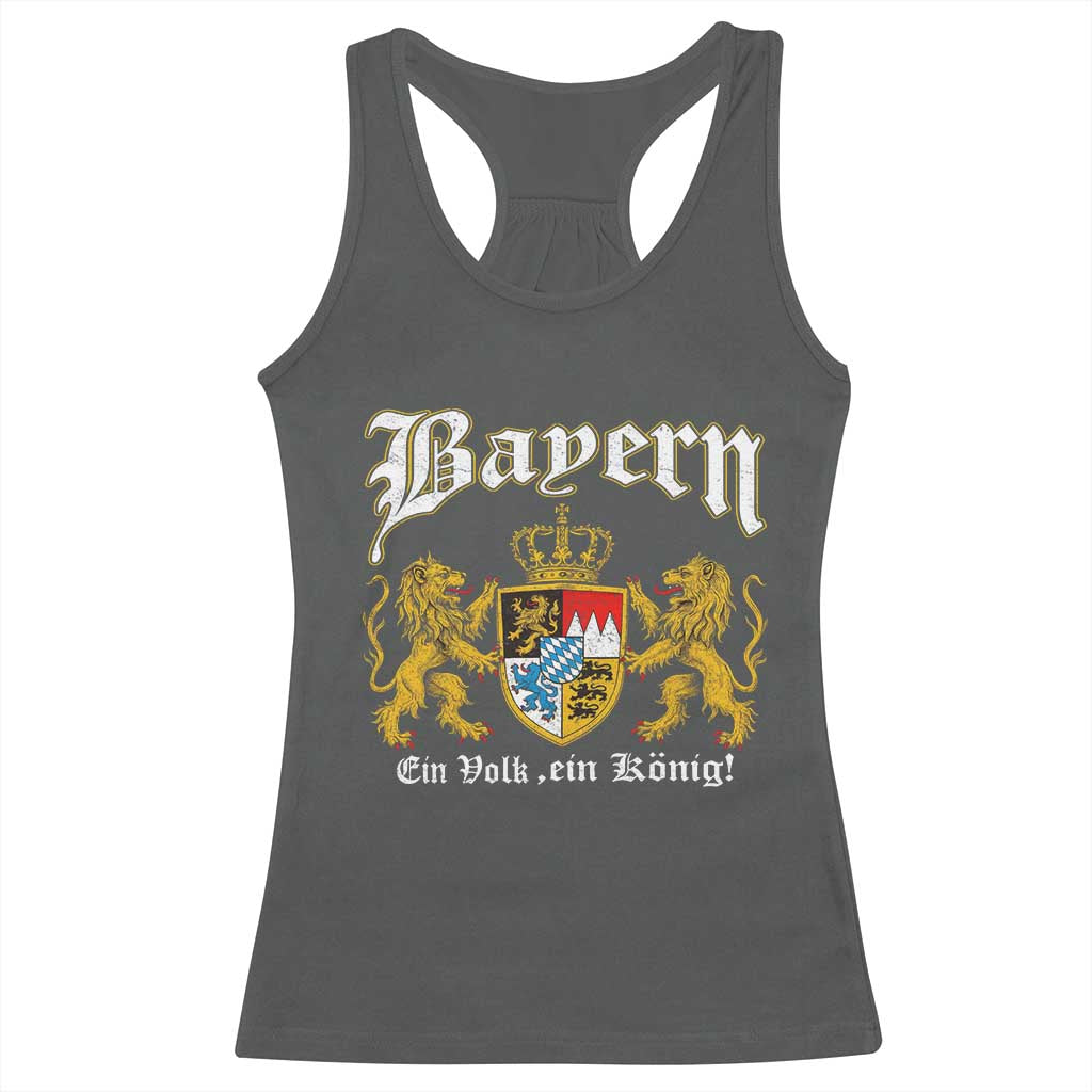 Bavarian German Pride Racerback Tank Top Bayern Ein Volk Ein Konig TS11 Dark Heather Print Your Wear