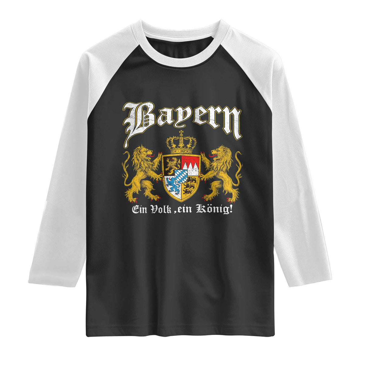 Bavarian German Pride Raglan Shirt Bayern Ein Volk Ein Konig TS11 Black White Print Your Wear