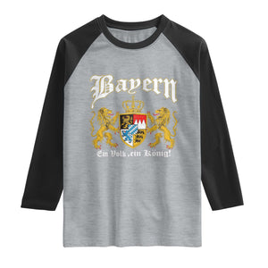 Bavarian German Pride Raglan Shirt Bayern Ein Volk Ein Konig TS11 Heather Gray Black Print Your Wear