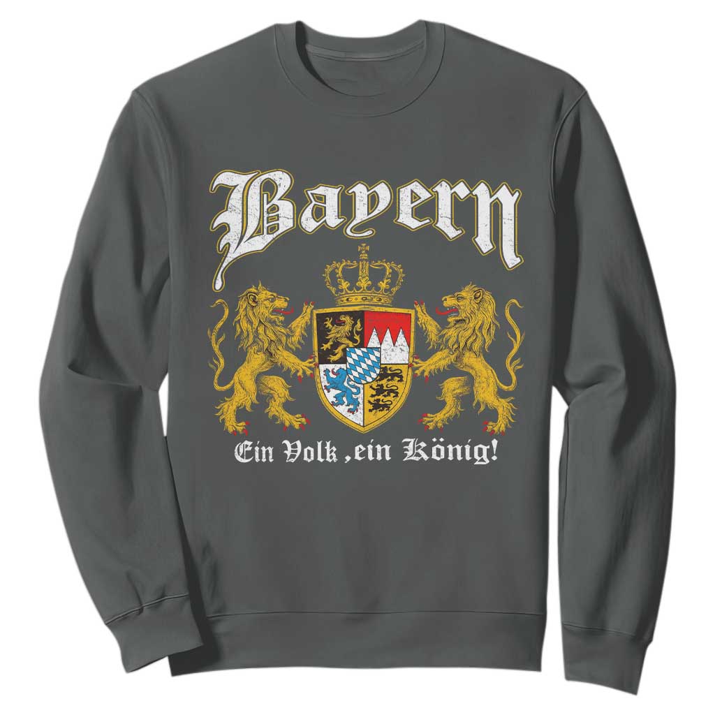 Bavarian German Pride Sweatshirt Bayern Ein Volk Ein Konig TS11 Dark Heather Print Your Wear