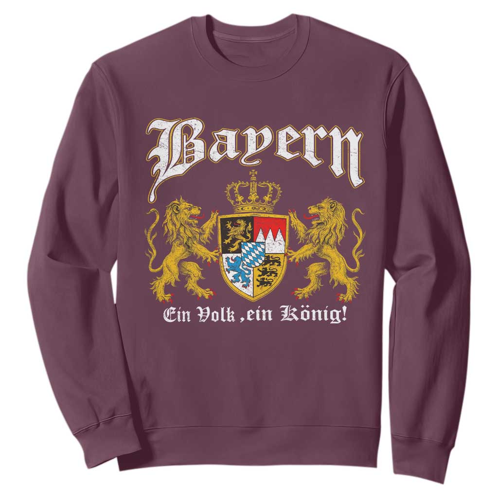 Bavarian German Pride Sweatshirt Bayern Ein Volk Ein Konig TS11 Maroon Print Your Wear
