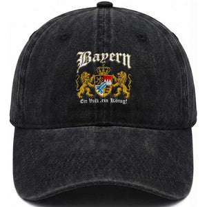 Bavarian German Pride Washed Cotton Baseball Cap Bayern Ein Volk Ein Konig TS11 Print Your Wear
