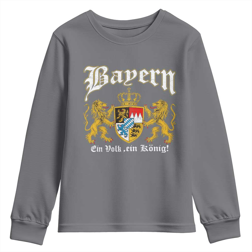 Bavarian German Pride Youth Sweatshirt Bayern Ein Volk Ein Konig TS11 Charcoal Print Your Wear