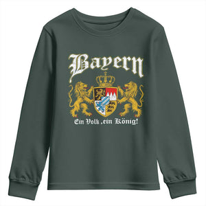 Bavarian German Pride Youth Sweatshirt Bayern Ein Volk Ein Konig TS11 Dark Forest Green Print Your Wear