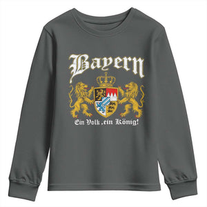 Bavarian German Pride Youth Sweatshirt Bayern Ein Volk Ein Konig TS11 Dark Heather Print Your Wear