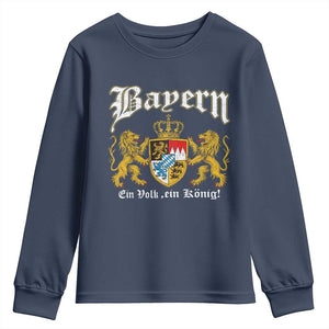 Bavarian German Pride Youth Sweatshirt Bayern Ein Volk Ein Konig TS11 Navy Print Your Wear