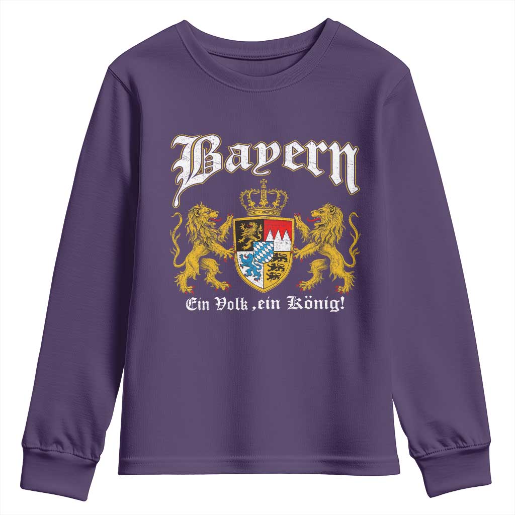 Bavarian German Pride Youth Sweatshirt Bayern Ein Volk Ein Konig TS11 Purple Print Your Wear