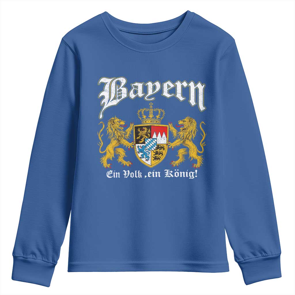 Bavarian German Pride Youth Sweatshirt Bayern Ein Volk Ein Konig TS11 Royal Blue Print Your Wear