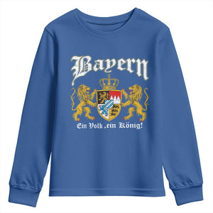 Bavarian German Pride Youth Sweatshirt Bayern Ein Volk Ein Konig TS11 Royal Blue Print Your Wear