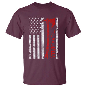 Viking Til Valhalla T Shirt - Norse Mythology Axe USA Flag Patriotic Heritage Tee TS11 Maroon Print Your Wear
