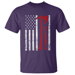 Viking Til Valhalla T Shirt - Norse Mythology Axe USA Flag Patriotic Heritage Tee TS11 Purple Print Your Wear
