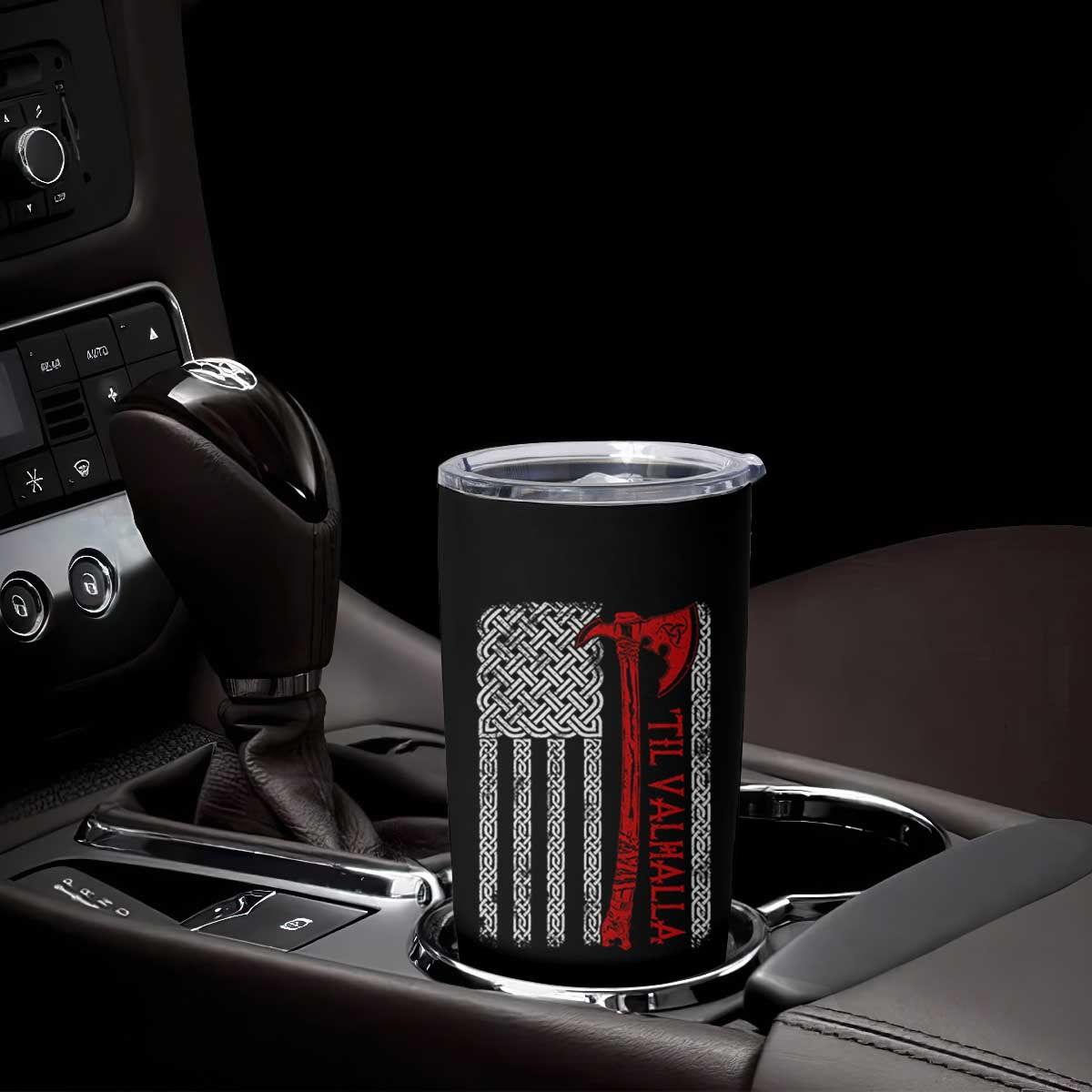 Viking Til Valhalla Tumbler Cup Norse Mythology Axe Celtic Knot USA Flag TS11 Print Your Wear