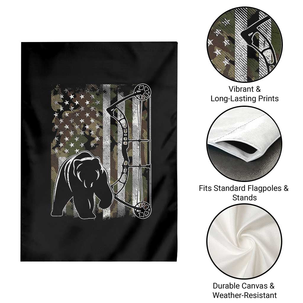 Bear Bowhunting Bow Archery Vintage Camo American Flag Garden Flag TS11 Print Your Wear