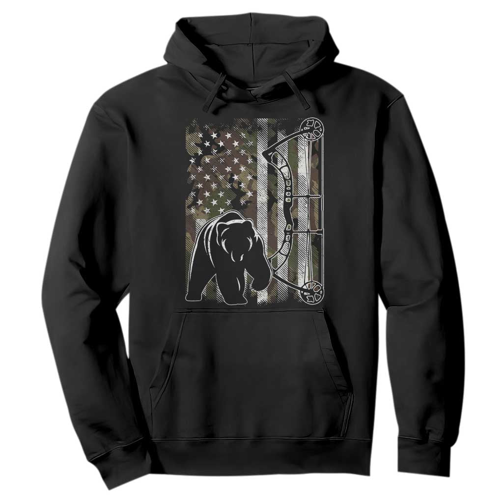 Bear Bowhunting Bow Archery Vintage Camo American Flag Hoodie TS11 Black Print Your Wear