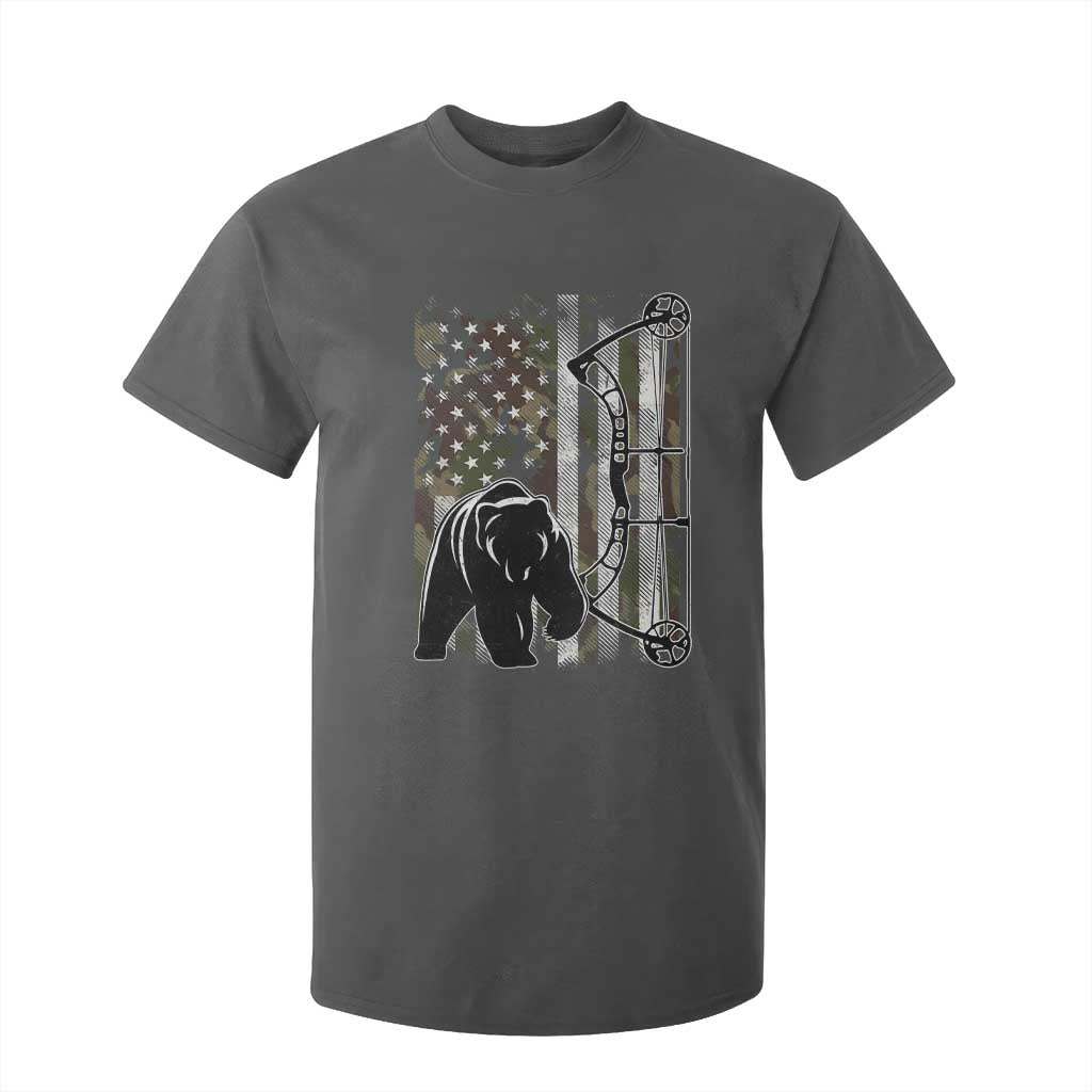 Bear Bowhunting Bow Archery Vintage Camo American Flag T Shirt For Kid TS11 Dark Heather Print Your Wear