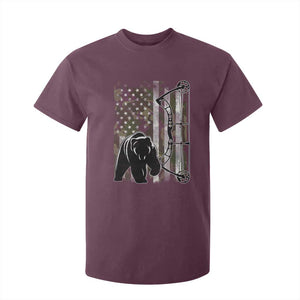 Bear Bowhunting Bow Archery Vintage Camo American Flag T Shirt For Kid TS11 Maroon Print Your Wear