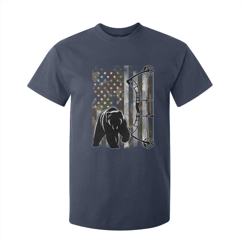 Bear Bowhunting Bow Archery Vintage Camo American Flag T Shirt For Kid TS11 Navy Print Your Wear