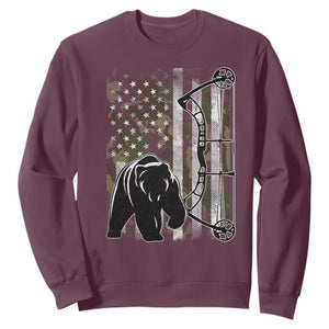 Bear Bowhunting Bow Archery Vintage Camo American Flag Sweatshirt TS11 Maroon Print Your Wear