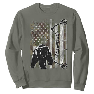 Bear Bowhunting Bow Archery Vintage Camo American Flag Sweatshirt TS11 Military Green Print Your Wear