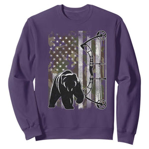 Bear Bowhunting Bow Archery Vintage Camo American Flag Sweatshirt TS11 Purple Print Your Wear