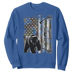 Bear Bowhunting Bow Archery Vintage Camo American Flag Sweatshirt TS11 Royal Blue Print Your Wear