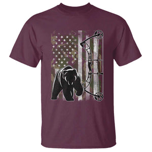 Bear Bowhunting Bow Archery Vintage Camo American Flag T Shirt TS11 Maroon Print Your Wear