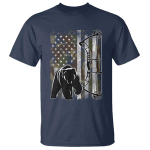 Bear Bowhunting Bow Archery Vintage Camo American Flag T Shirt TS11 Navy Print Your Wear