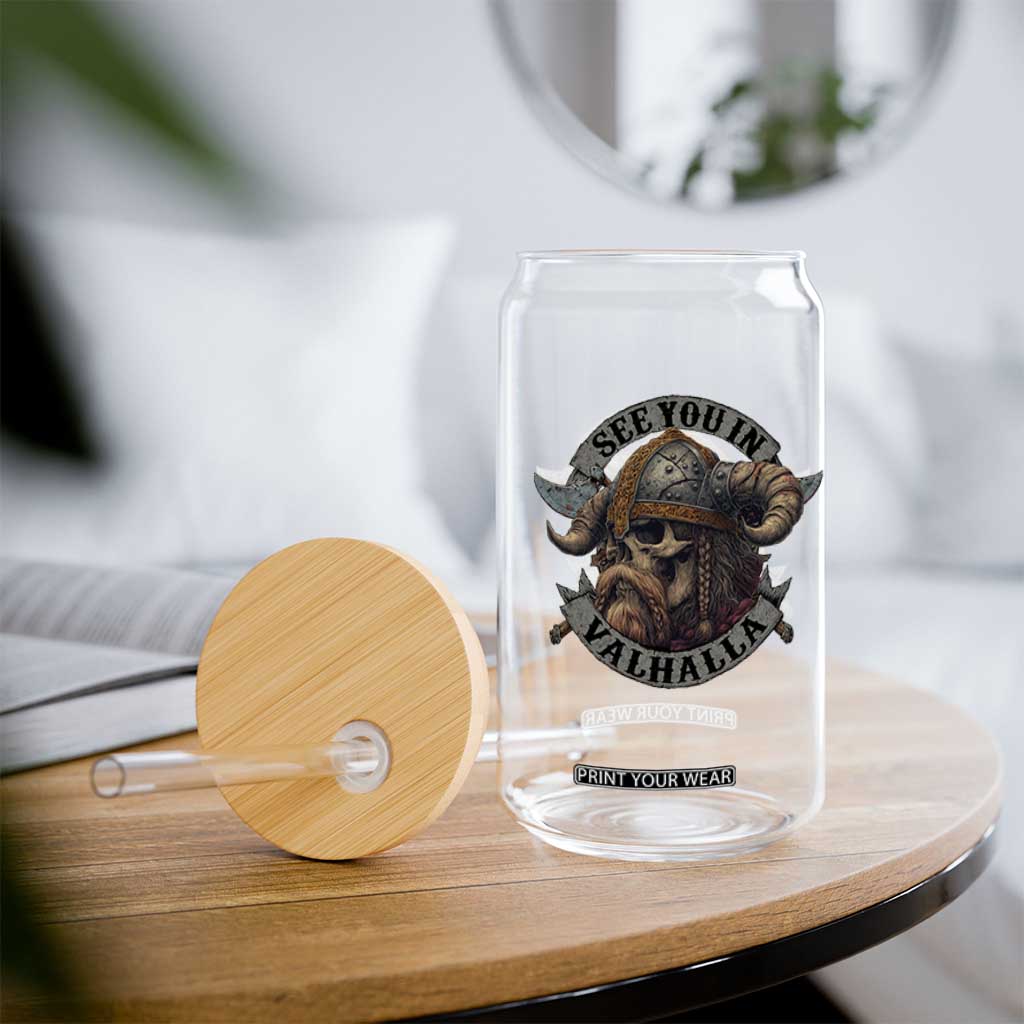 See You In Valhalla Glass Can Nordic Norse Viking Warrior Skull TS11 Print Your Wear
