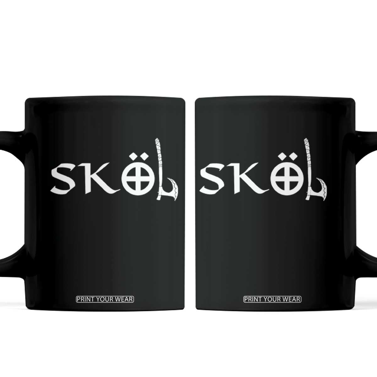 Nordic Scandinavian Heritage Coffee Mug Viking Warrior Axe Helmet TS11 Black Print Your Wear