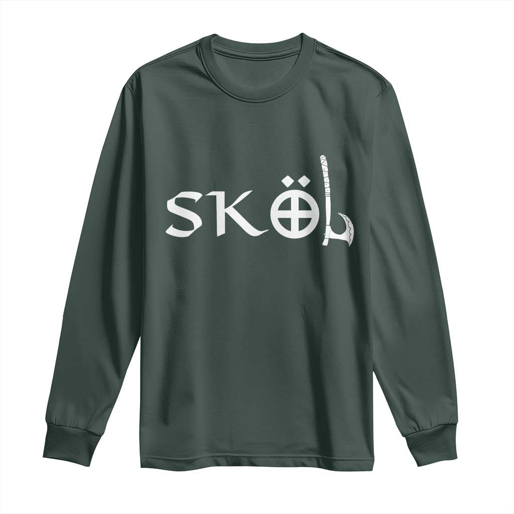 Nordic Scandinavian Heritage Long Sleeve Shirt Viking Warrior Axe Helmet TS11 Dark Forest Green Print Your Wear
